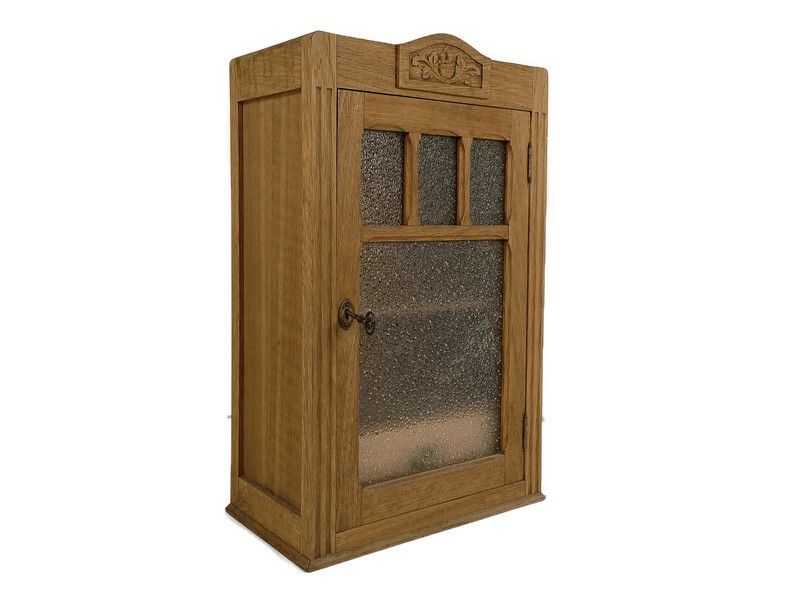 Antique Medicine Apothecary Pharmacy Kitchen Bathroom Cabinet White  Frosted Gla