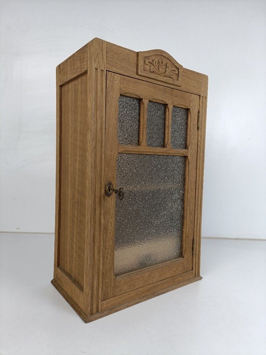Antique Medicine Apothecary Pharmacy Kitchen Bathroom Cabinet White  Frosted Gla photo furniture