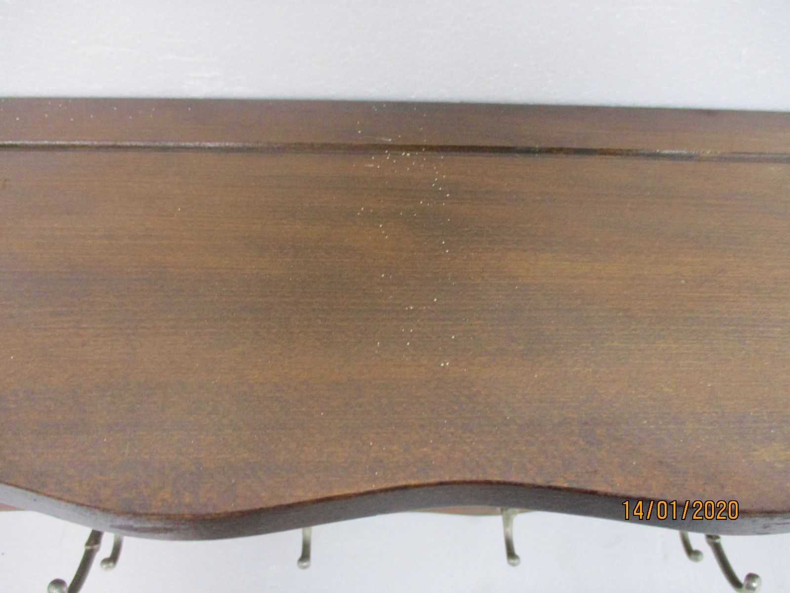 Vintage Hand Carved Wood Wall Shelf Coat Hat Kitchen Rack Shields Mid Century Fr photo 223.0
