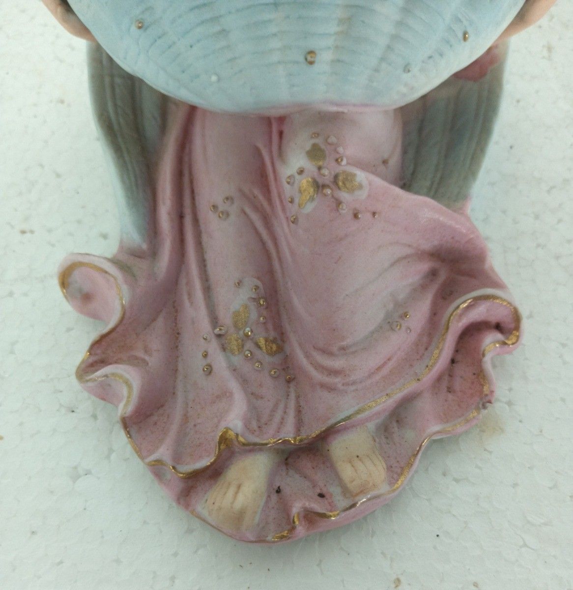 Holy Water Font Vessel Porcelain Antique Neo Gothic Angel Pastel Pink Blue Wall photo Art