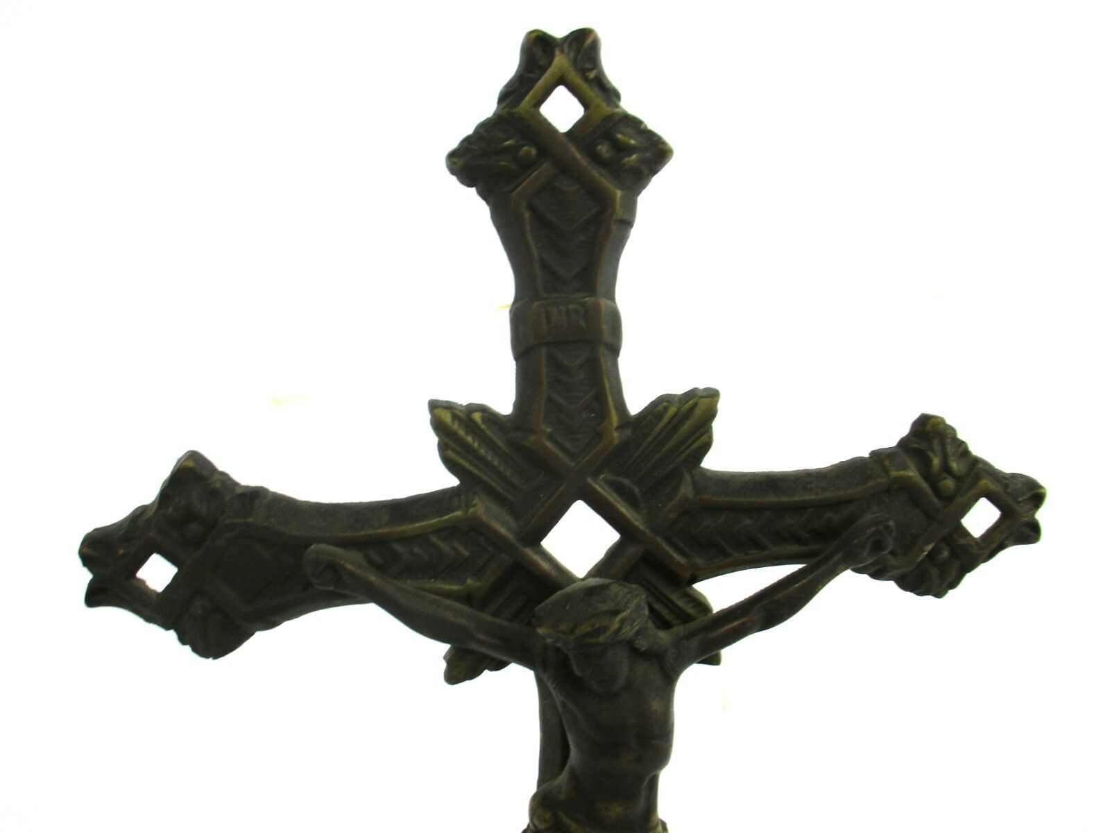 French  Standing Crucifix Corpus Christi Cross Jesus Christ Calvary Faux  Brass photo furniture