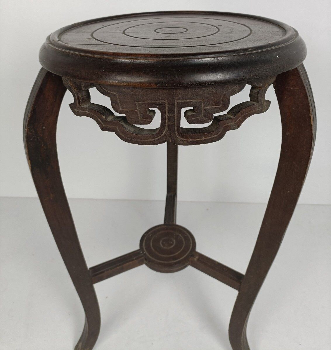 Art Deco Two Tier Pedestal Plant Stand Carved Wood Antique Side Table Barn Style photo buy