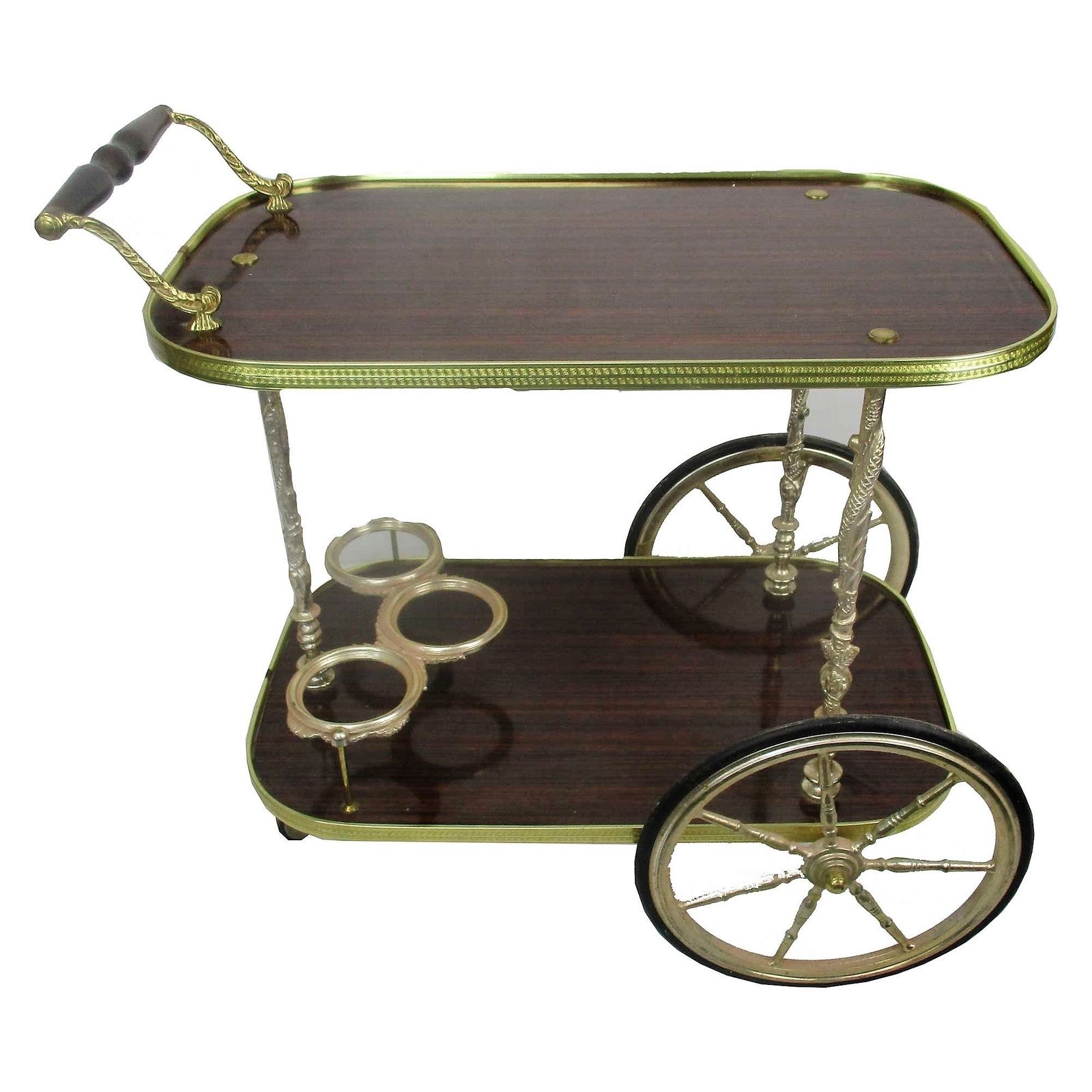 Bar Cocktail Tea Entertainment Cart Trolley Kitchen Island Veneer Retro Funky Ba
