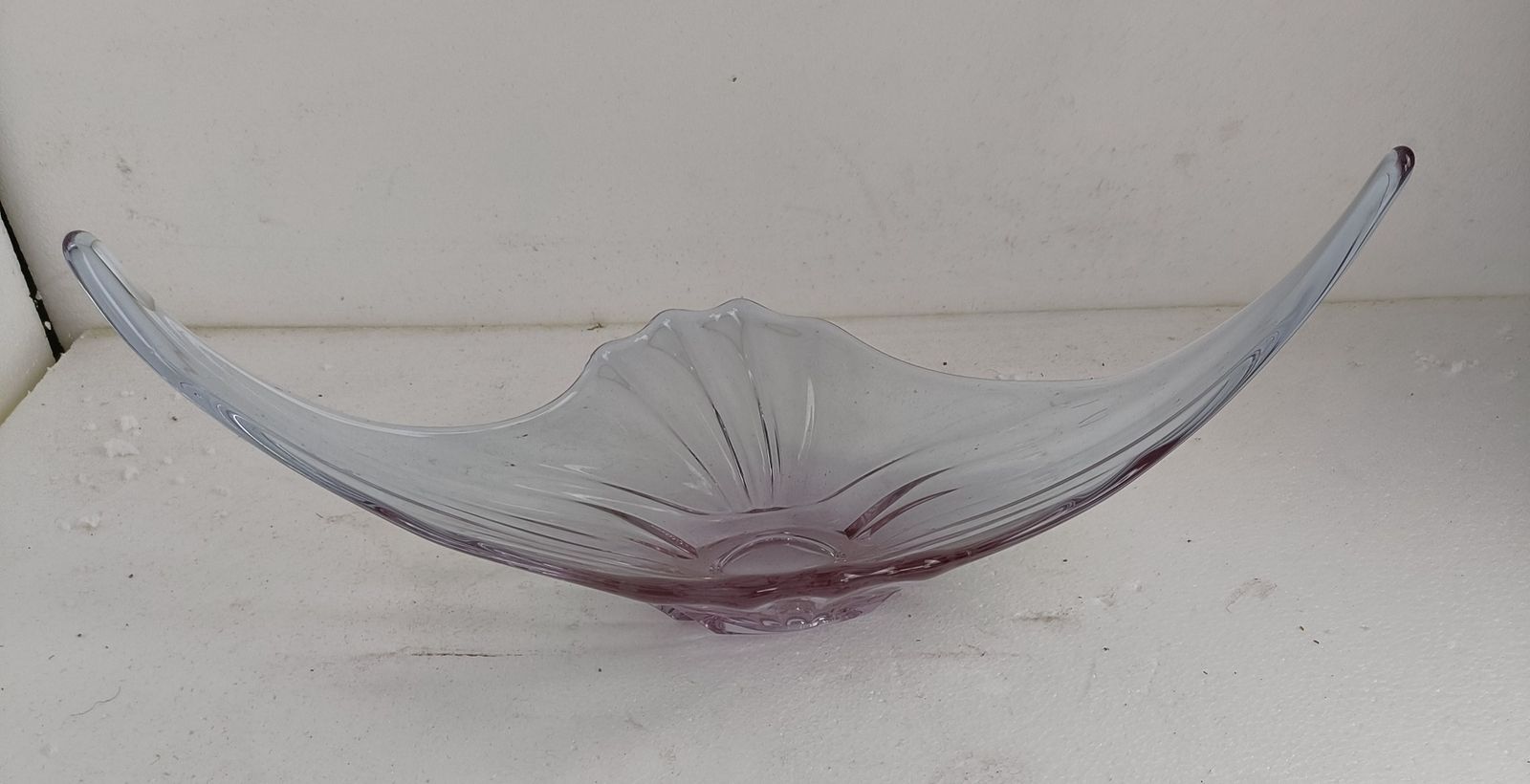 Val St Lambert Belgium Bowl Dish Centerpiece Pink Purple Art Glass Vintage photo furniture