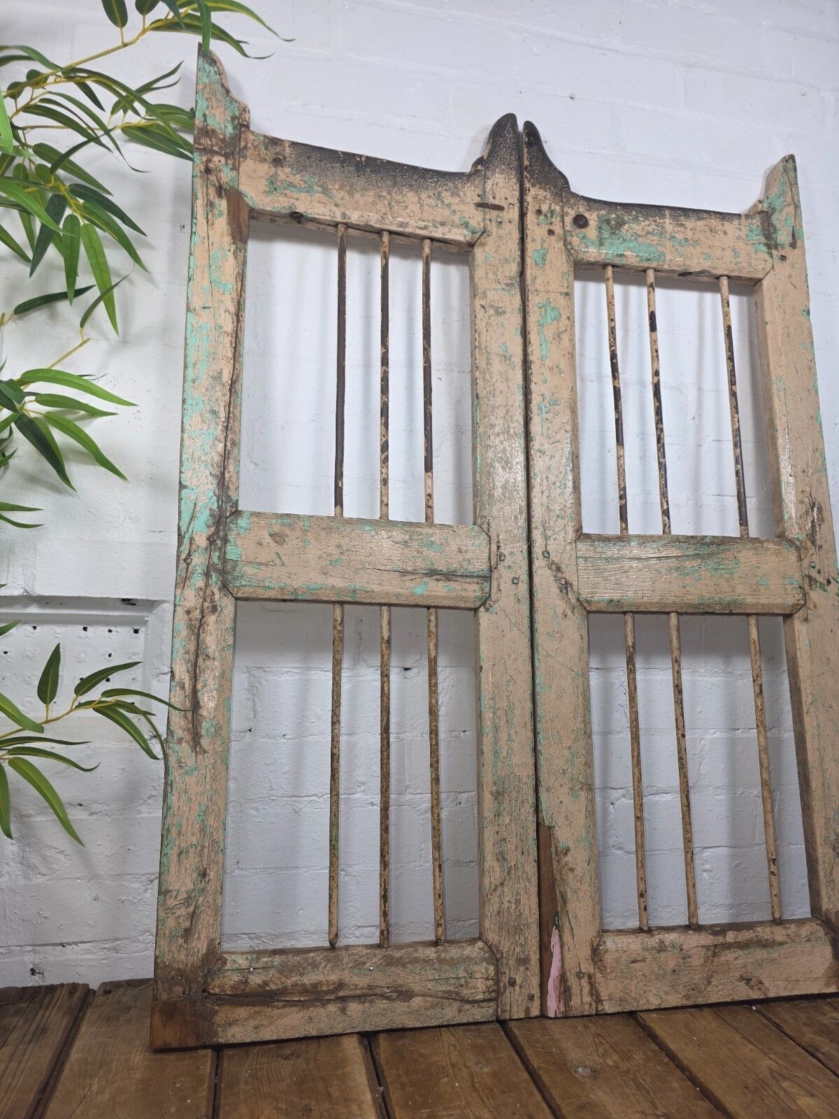 Old Pair Vintage Reclaimed Indian Wooden Iron Saloon Doors Shutters Garden Gates photo furniture