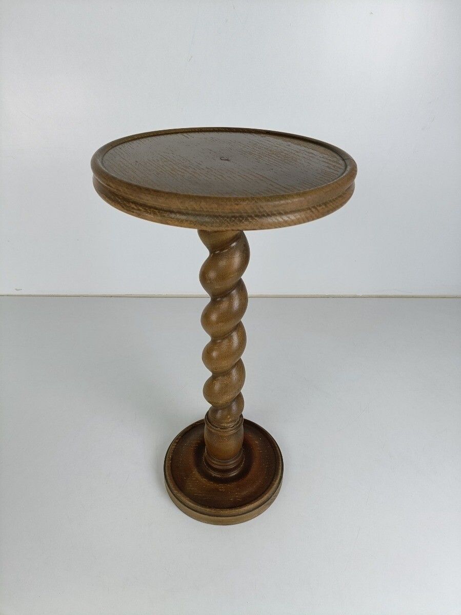 Hand Carved Wood Pedestal Table Plant Flower Bonsai Stand Side Table Barley Twis photo furniture