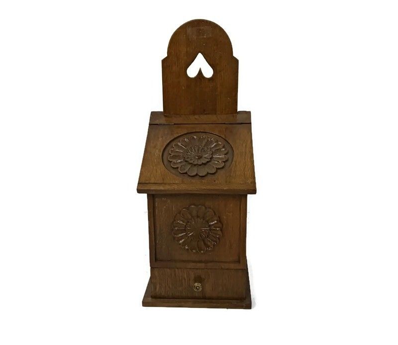 Beautiful French Antique  French Country House Solid Wood Salt Box, Boite De