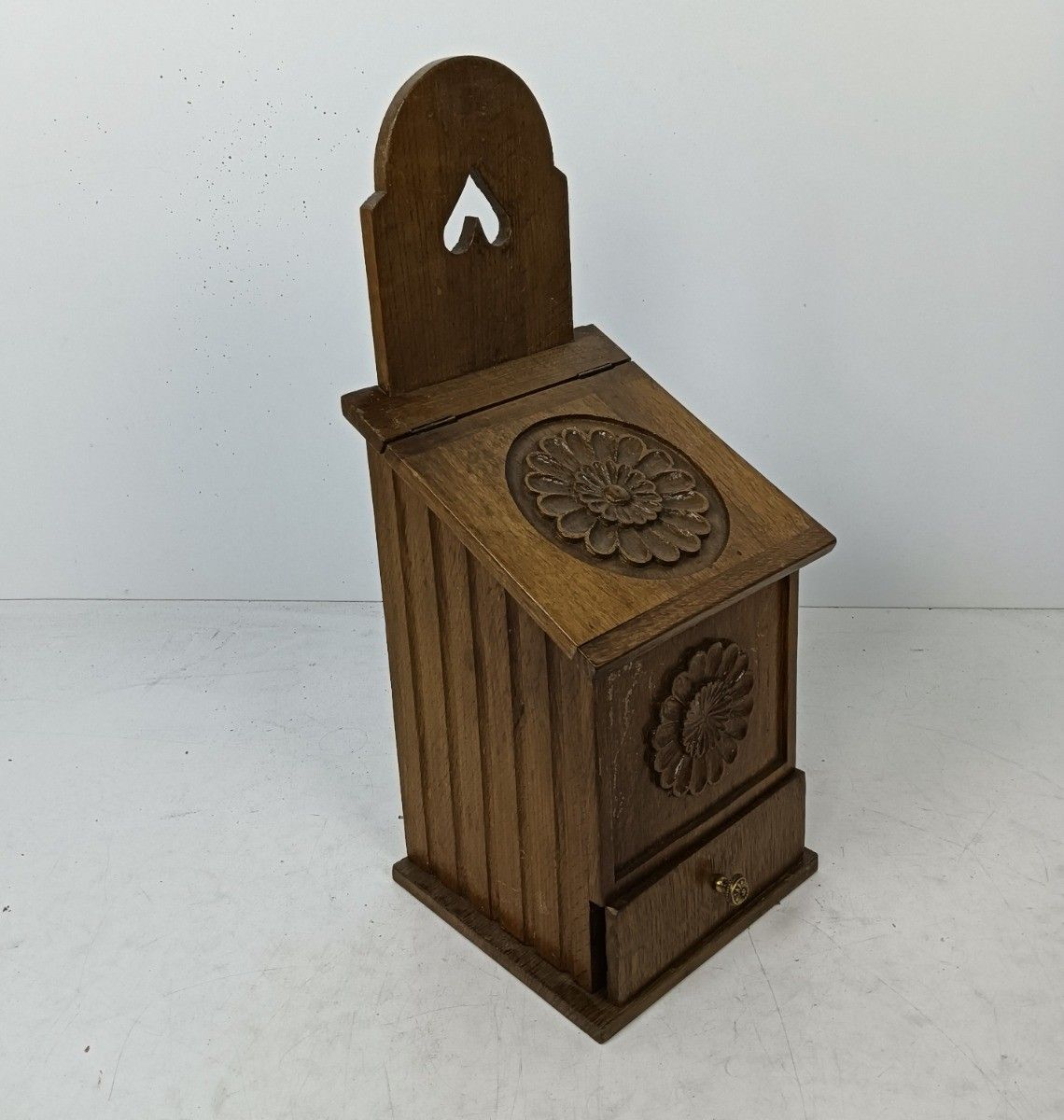 Beautiful French Antique  French Country House Solid Wood Salt Box, Boite De photo for sale