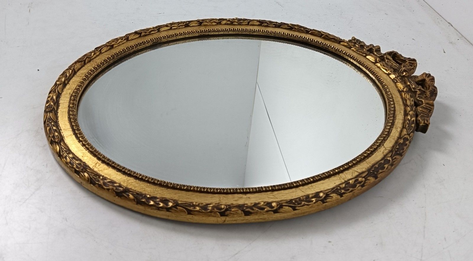 Gorgeous Ornate Oval Wood Plaster Wall Hanging Mirror Romantic Hollywood Regency photo 182.0