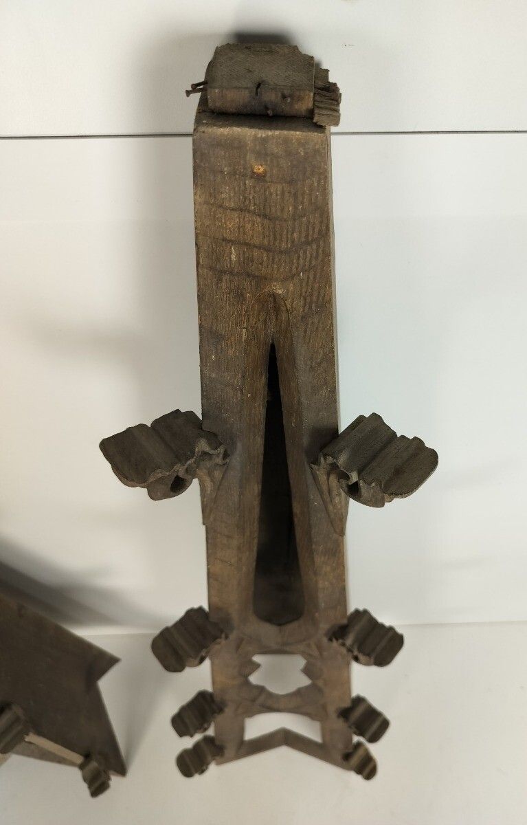 Gothic Antique Architectural Reclaimed Ornamental Wooden Pinacles Couple Wow Rar photo for sale
