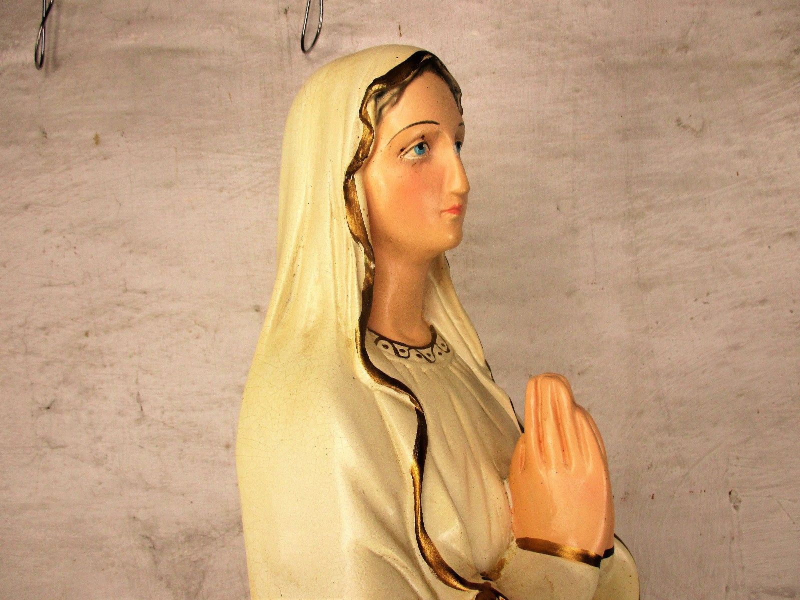 Xl Virgin Mary Madonna Plaster Statue Chapel Church Monastery French 34.64" photo vinterior