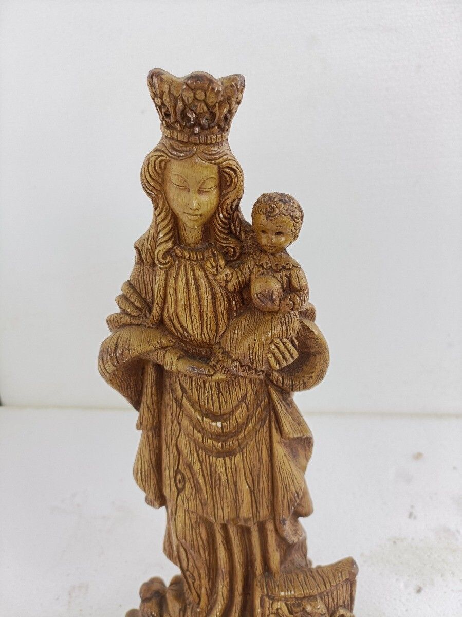 Statue Virgin Mary Madonna Notre Dame Of Flanders Dragon Lion Plaster Gothic Mer photo furniture
