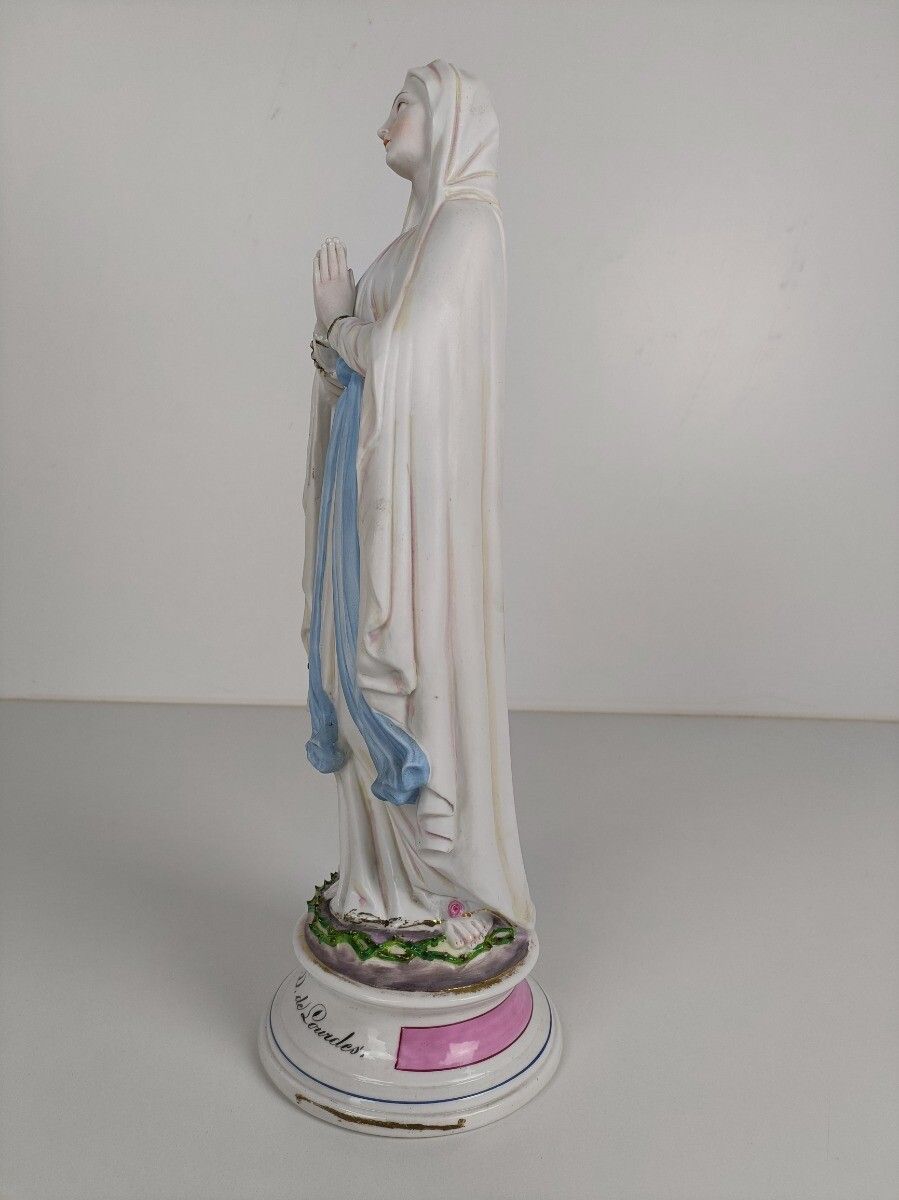 Porcelain Bisque Statue Virgin Mary Our Lady Of Lourdes French  Collector Gorgeo photo vinterior