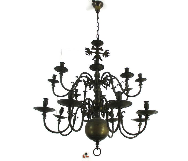 Gothic Castle Chandelier With 16 Candles Bronze Not Electrified 19thc Bonhommes