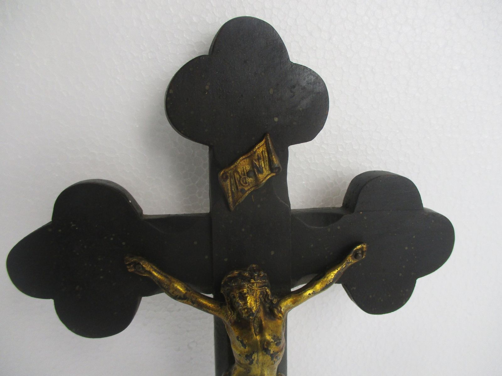 Ornate Hanging Wall Crucifix Cross Brass Corpus Wooden Crucifix  Jesus Christ Co photo furniture