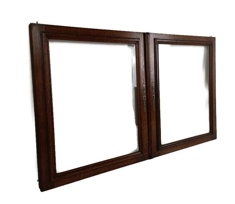 Pair Antique French Hand Carved Wood Door Panels Reclaimed Architectural Beveled