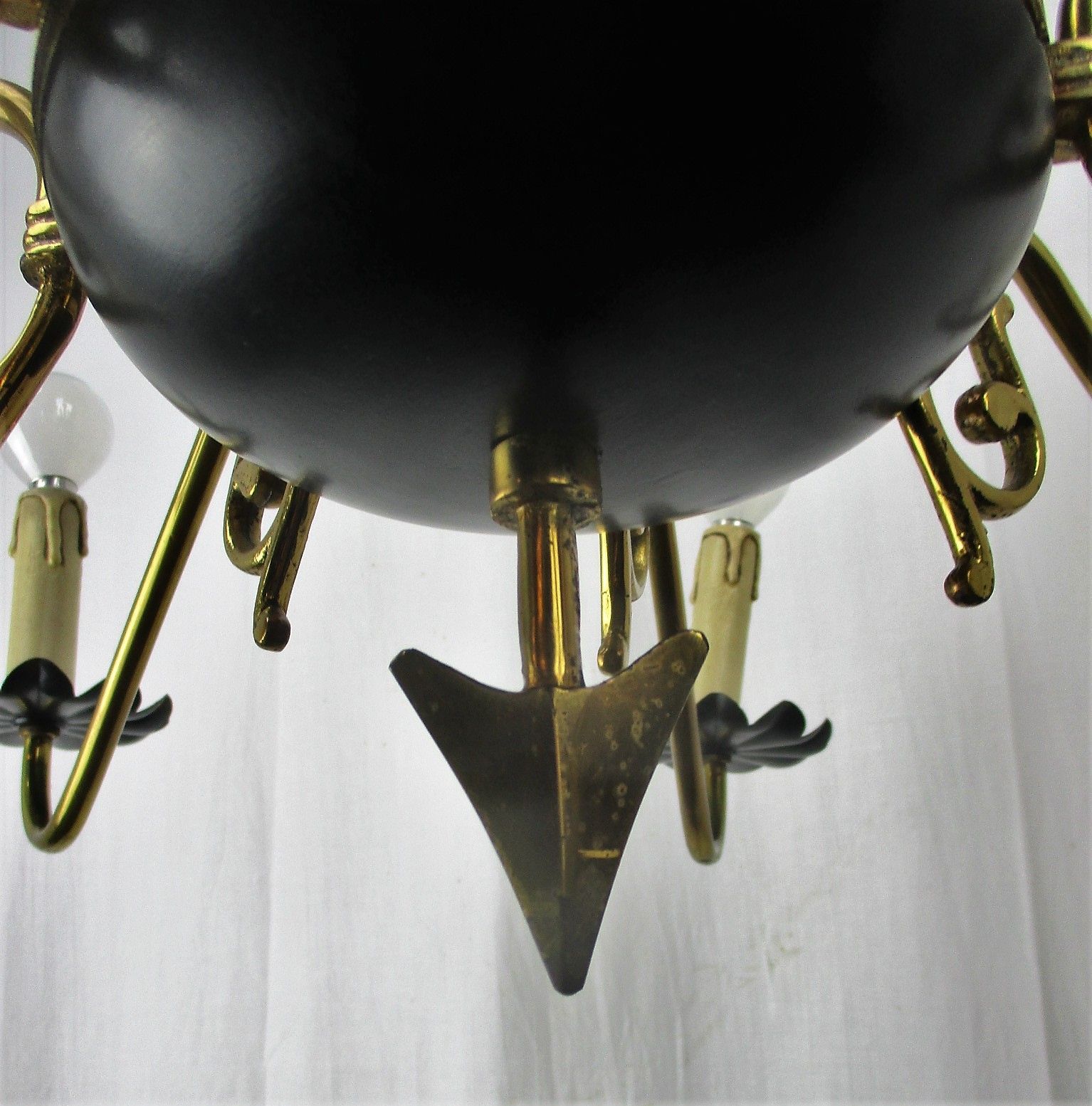 French Wooden Brass 8 Arms Lights Chandelier French Empire Fleur De Lis Rare Htf photo vintage