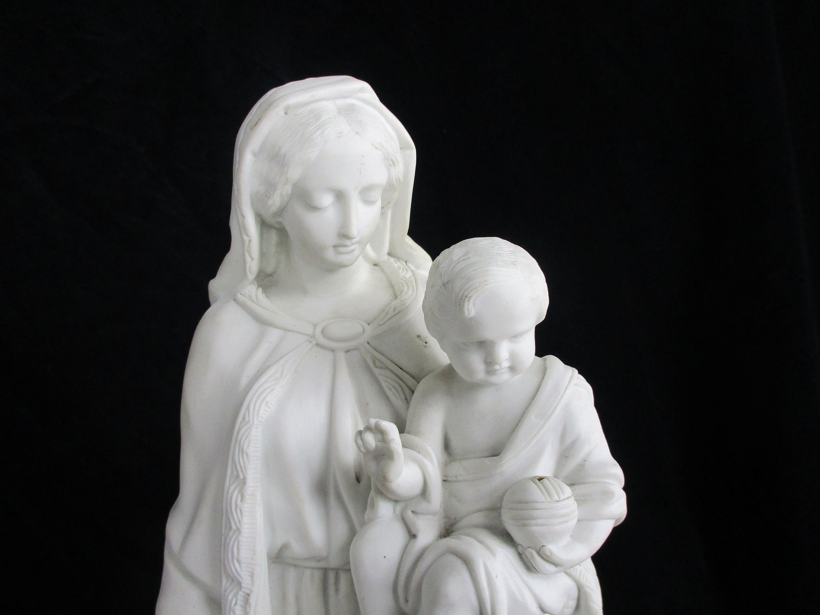 Reserved Craig French Antique 1900 Bisque Statue Virgin Mary Our Lady Infant Exq photo furniture