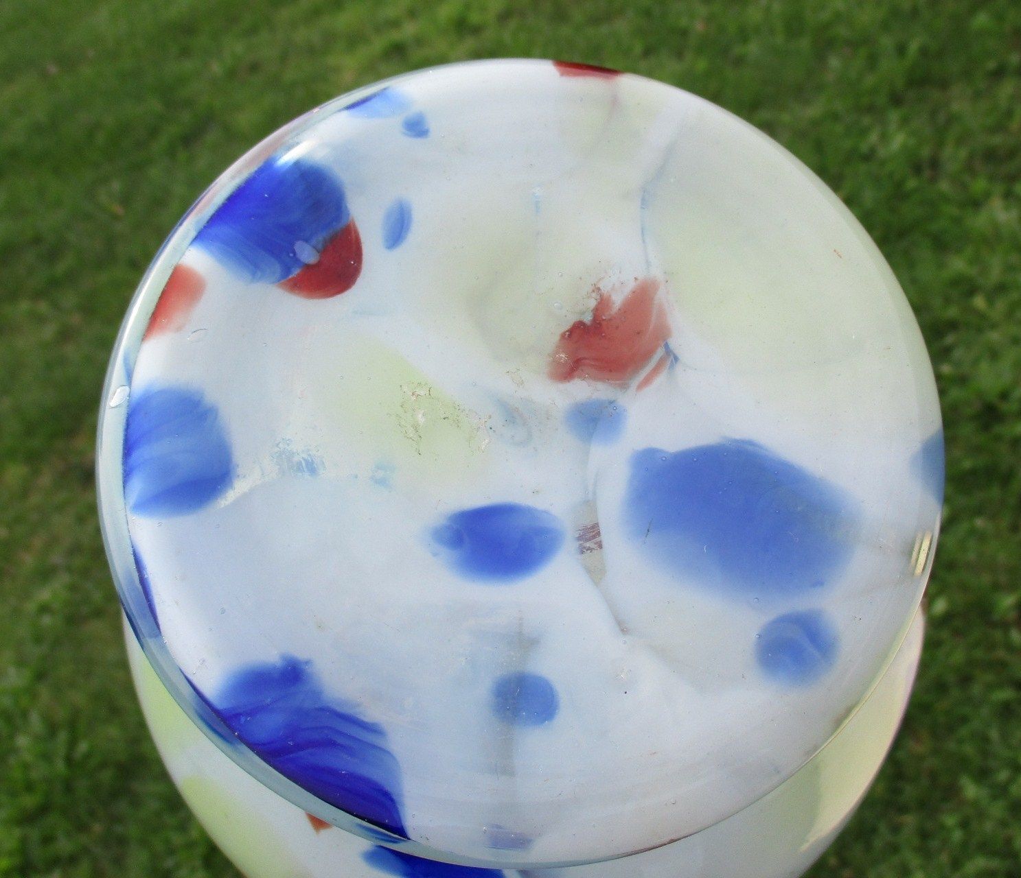 Handmade Hand Blown Vase Swirled Ruffled Edge Lovely Colors Modern Polychrome photo buy