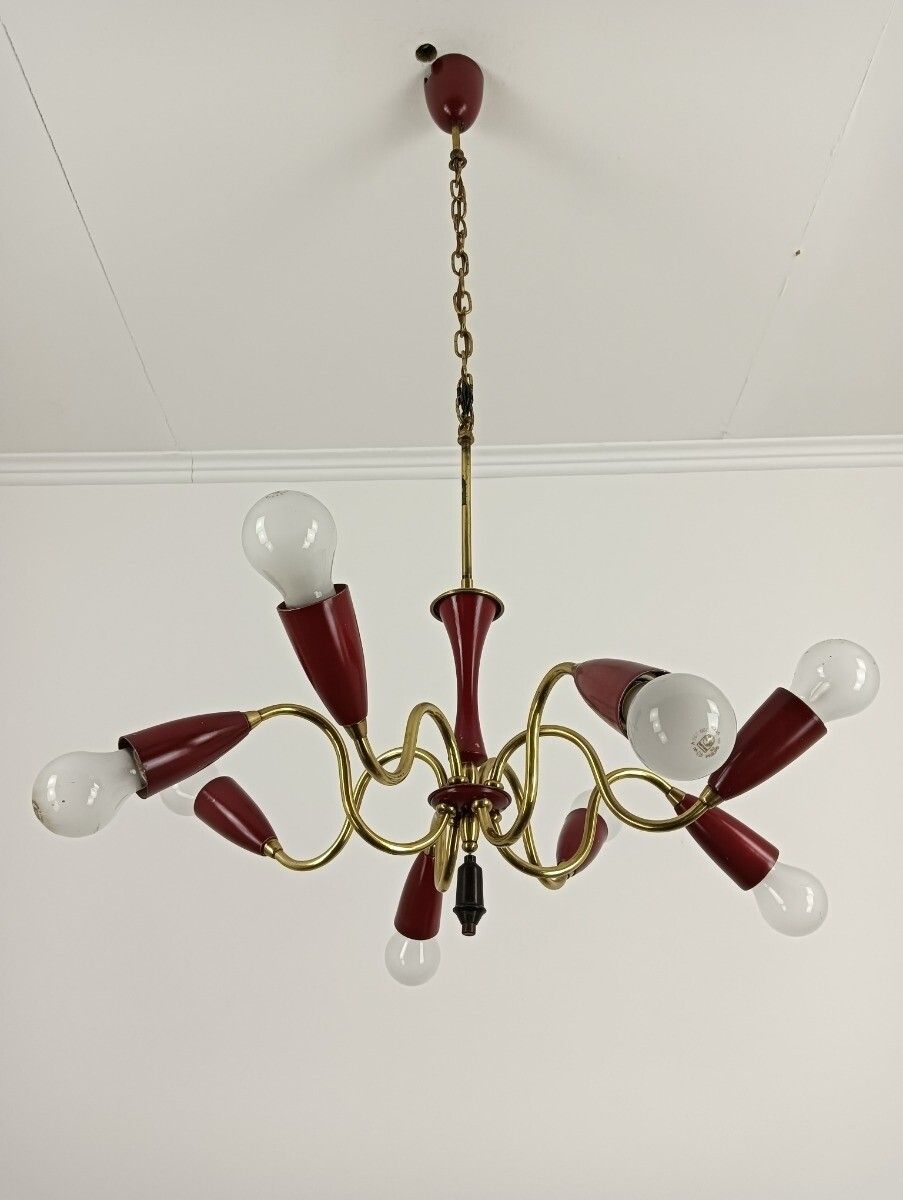 Spider Italian 8 Arm Light Sputnik Atomic Chandelier  Era Stilnovo Pop Art Vinta photo for sale