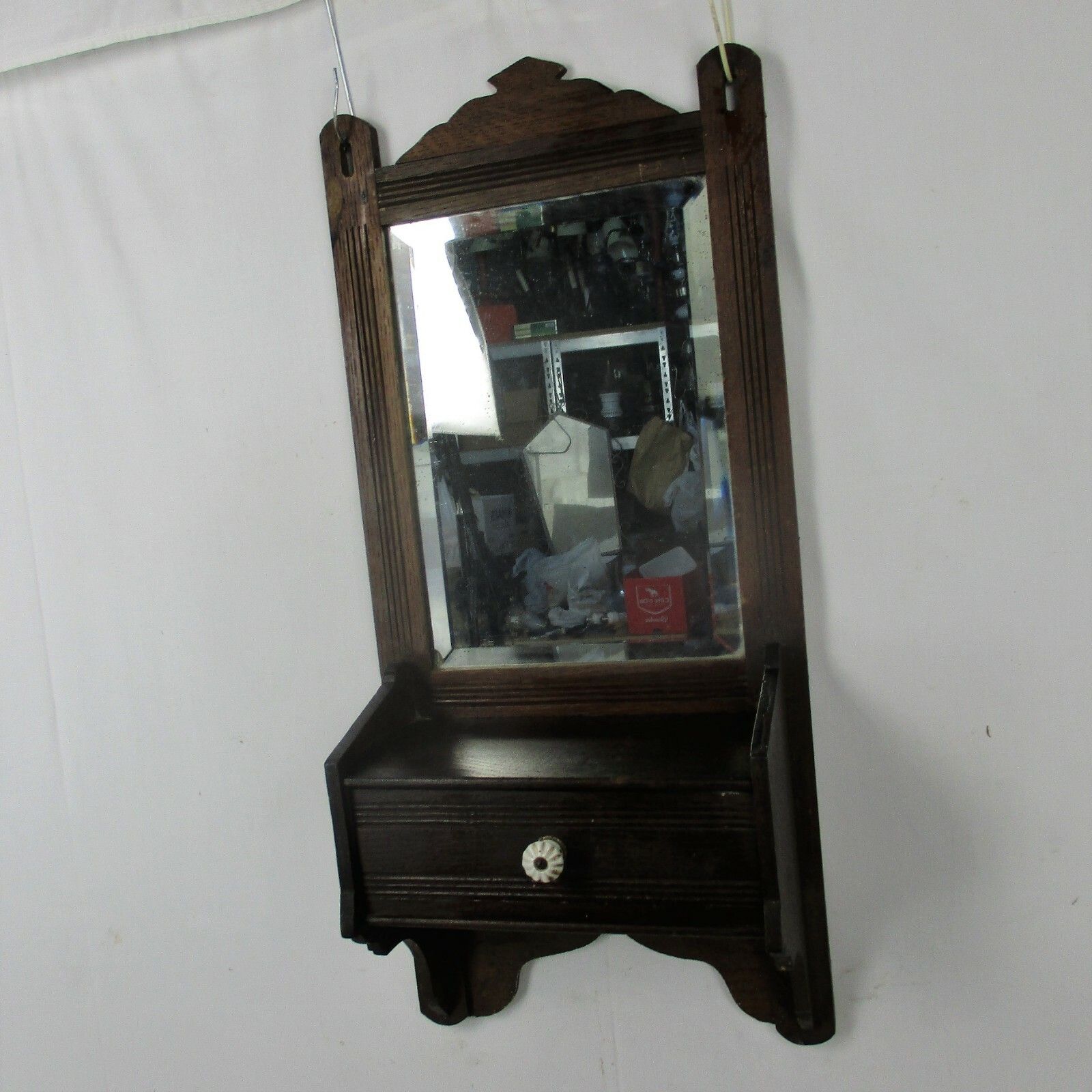 Vintage Kitchen Apothecary Bathroom Wall Cabinet Beveled Glass Mirror Drawer photo for sale