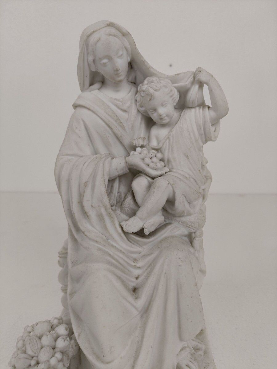 French Antique 1900 Bisque Statue Virgin Mary Our Lady Madonna Sedes Sapientiae photo for sale