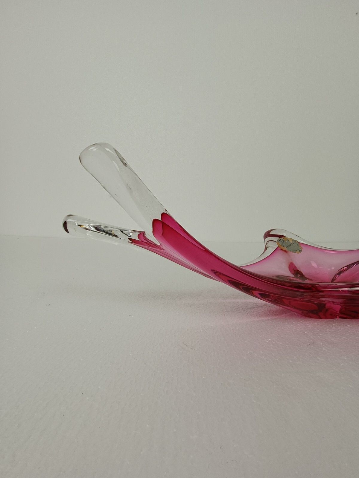 Val St Lambert Belgium Bowl Dish Centerpiece Cranberry Clear Art Glass Stunning photo Home Decor