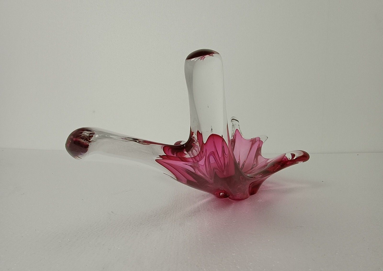 photo furniture Val St Lambert Belgium Bowl Dish Centerpiece Cranberry Clear Art Glass Stunning