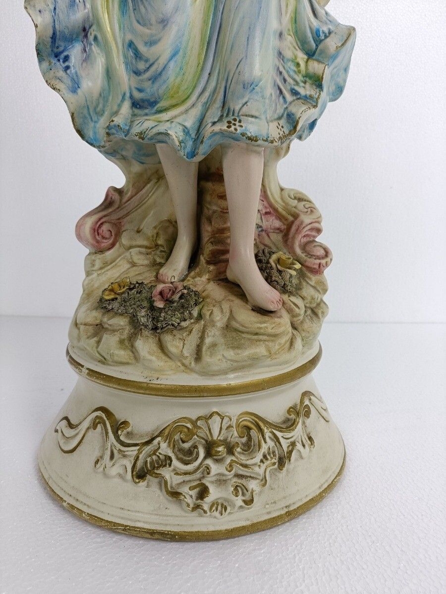 Large Figurine Statue Ceramic  Flower Girl Capodimonte Marked Italy photo 323.0