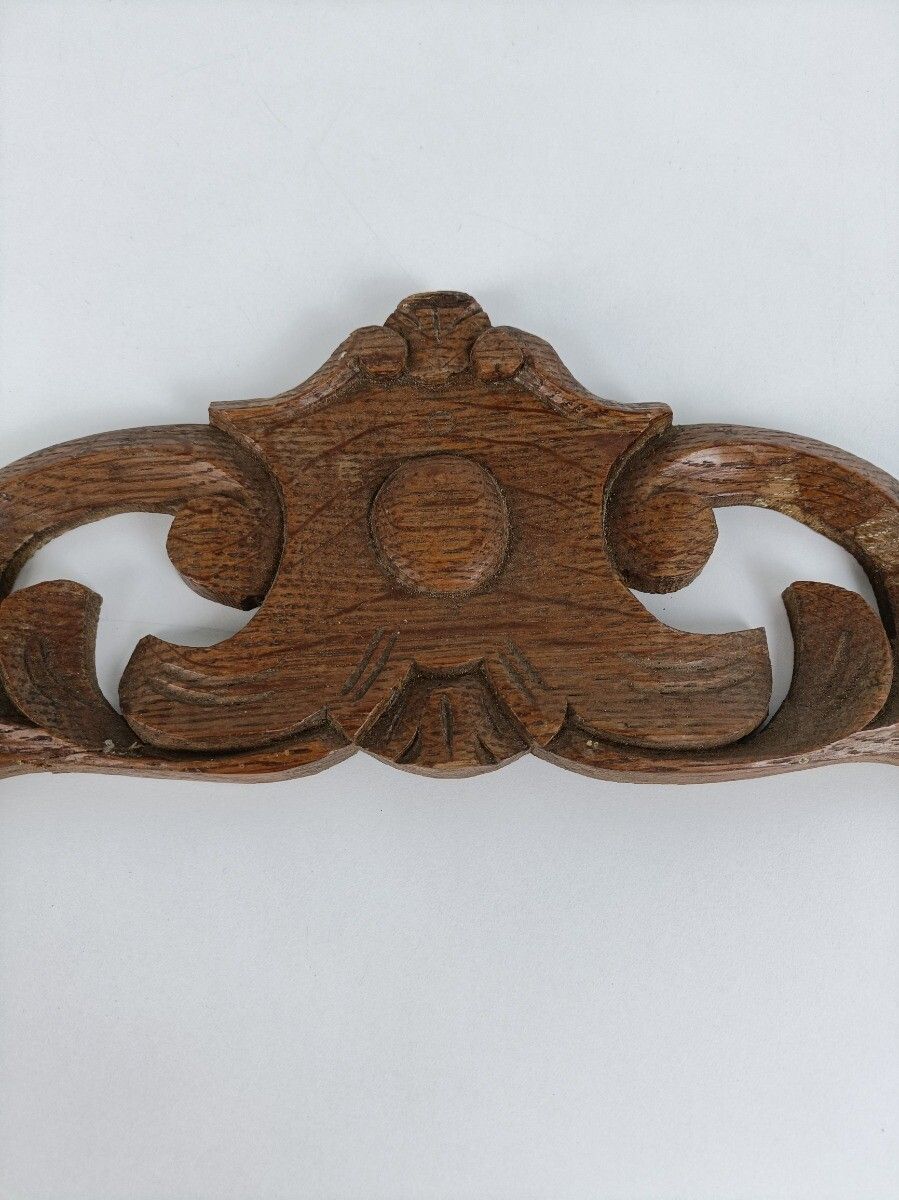 Antique Corbel Hand Carved Wood  Architectural Reclaimed France Panel Pediment S photo vinterior