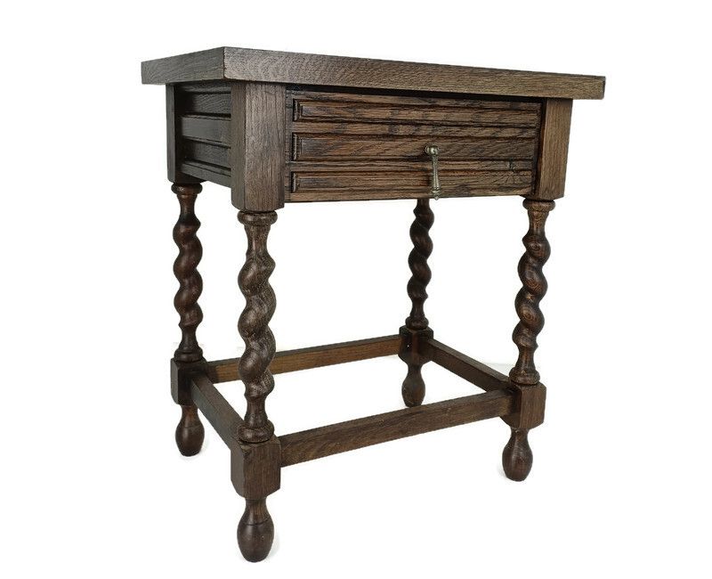 Barley Twist Wooden Side Table Desk Barn Country Style Mid Century Stunning Ra
