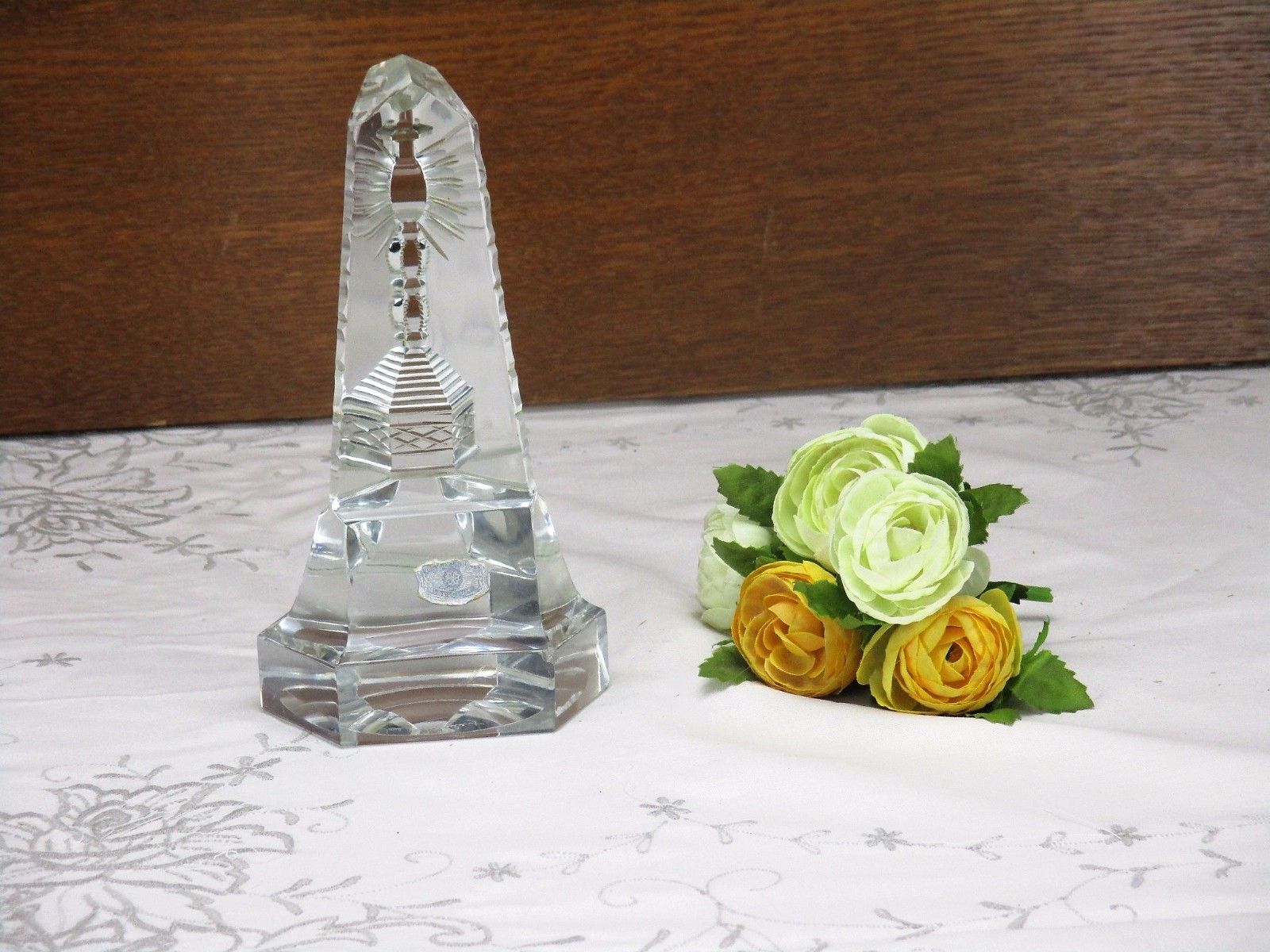 Val St Lambert Crystal Paperweight Trylon Obelisk Chalice Rare Belgium Lovely photo furniture