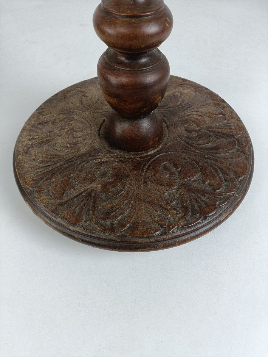 Hand Carved Wooden Pedestal Plant Stand Bonsai Stand Side Table Ornate Barn Styl photo for sale