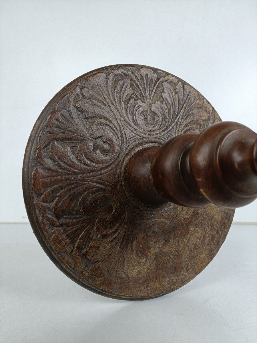 Hand Carved Wooden Pedestal Plant Stand Bonsai Stand Side Table Ornate Barn Styl photo vintage