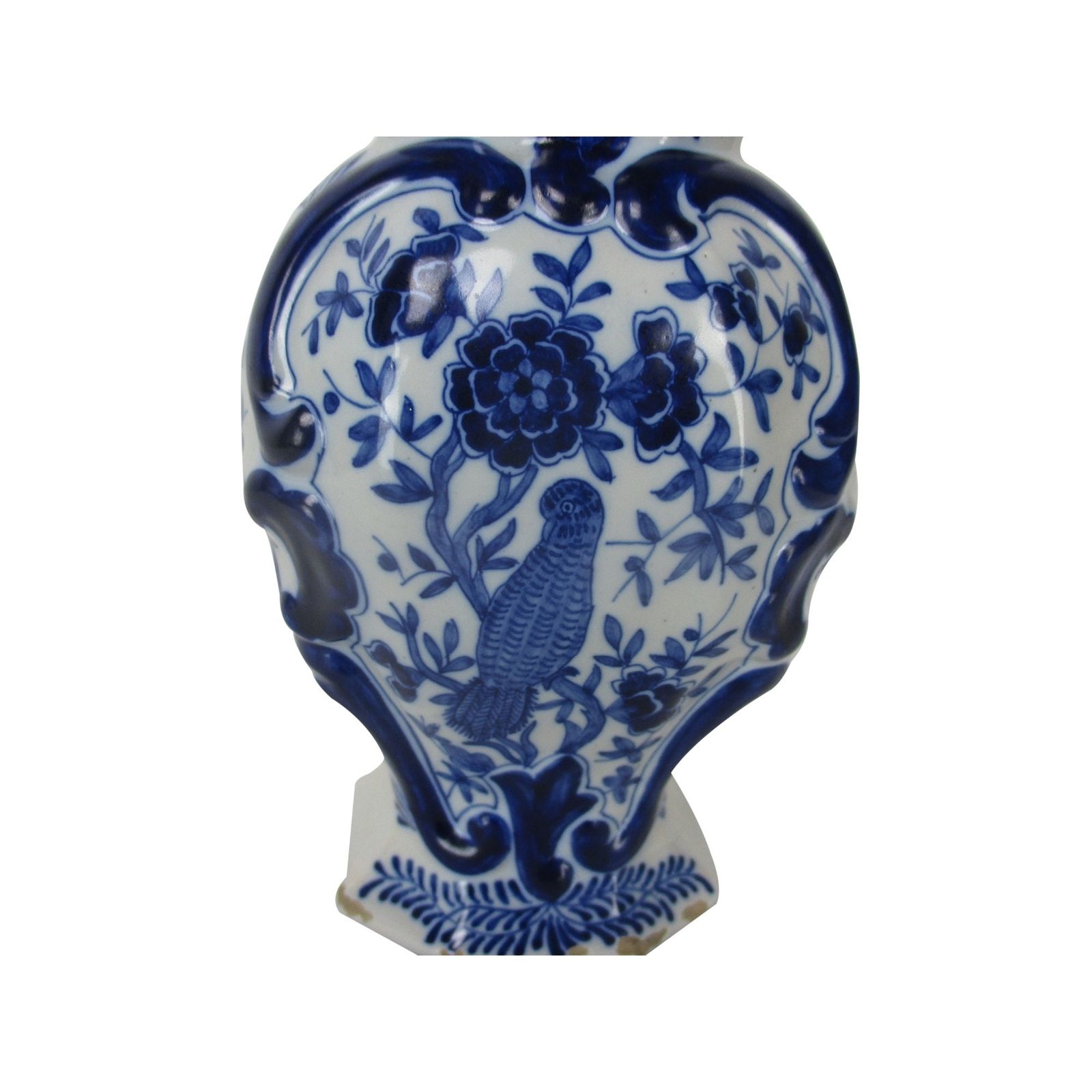 Bird Of Paradise Small Antique 19th C Marked Duijn Delft Vase Urn Very Rare photo for sale