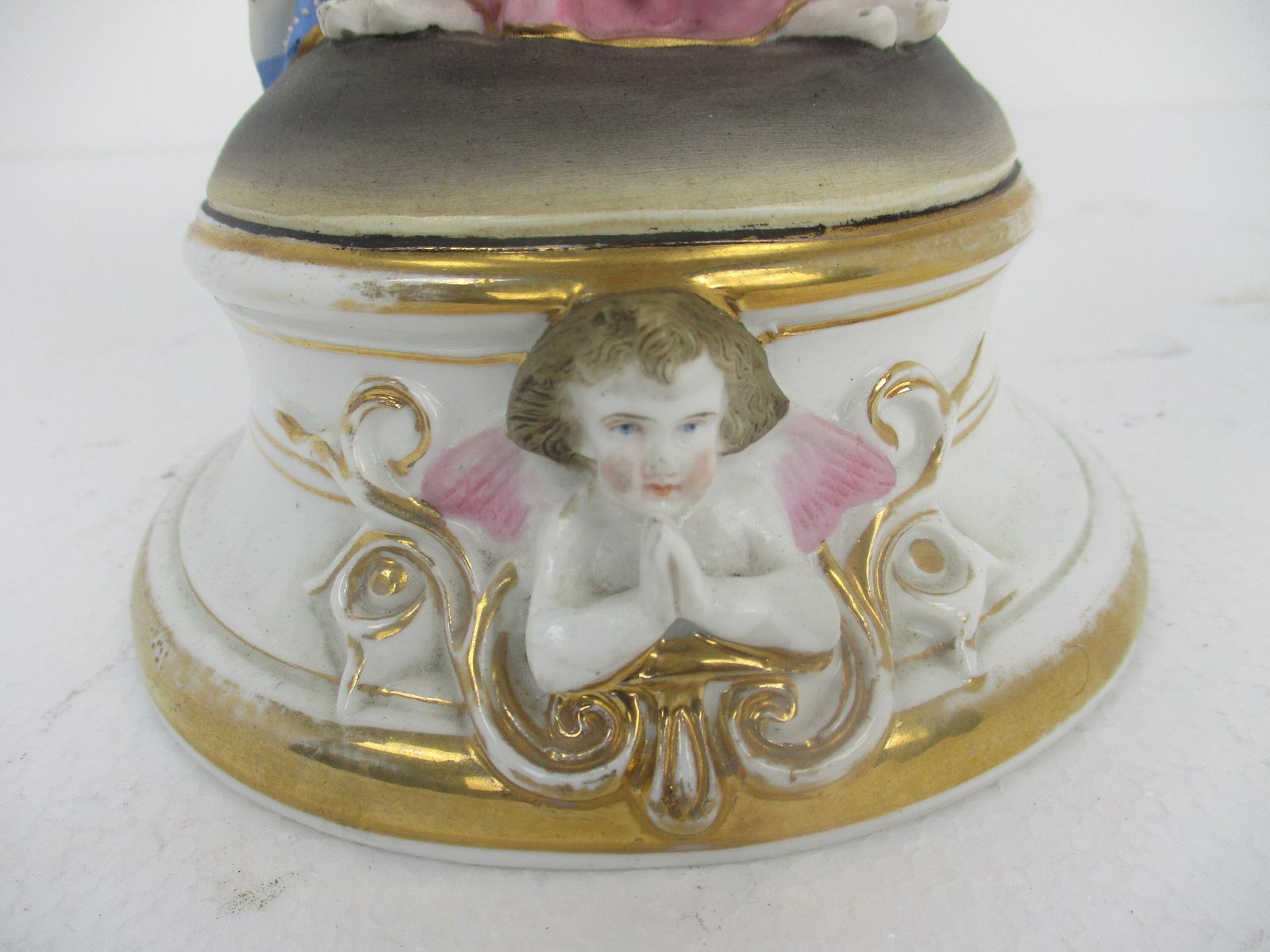Antique Porcelain Bisque Statue Virgin Mary Our Lady Madonna Infant Holy Heart E photo furniture