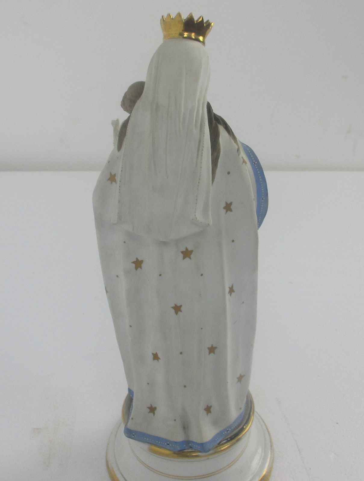 photo furniture Antique Porcelain Bisque Statue Virgin Mary Our Lady Madonna Infant Holy Heart E