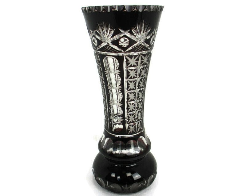 Crystal Ruby Red Clear To Cut Bowl Vase Dot Star Beautiful Vsl Style 13.77"