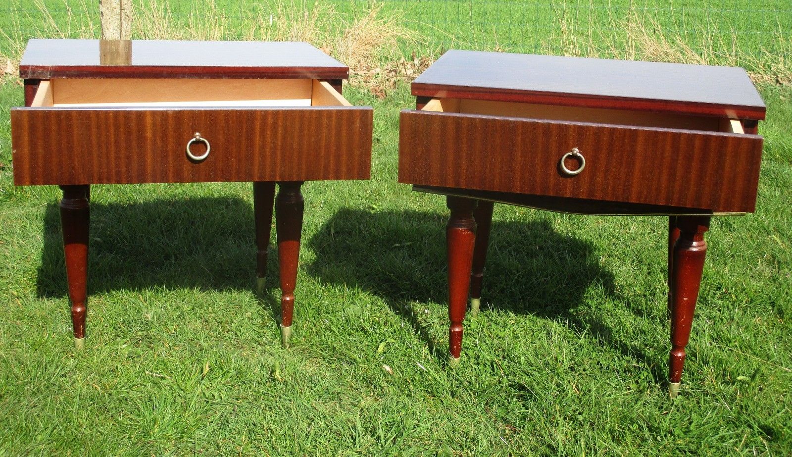Pair Couple Vintage Nightstands End Tables Mid Century Modern Authentic photo for sale