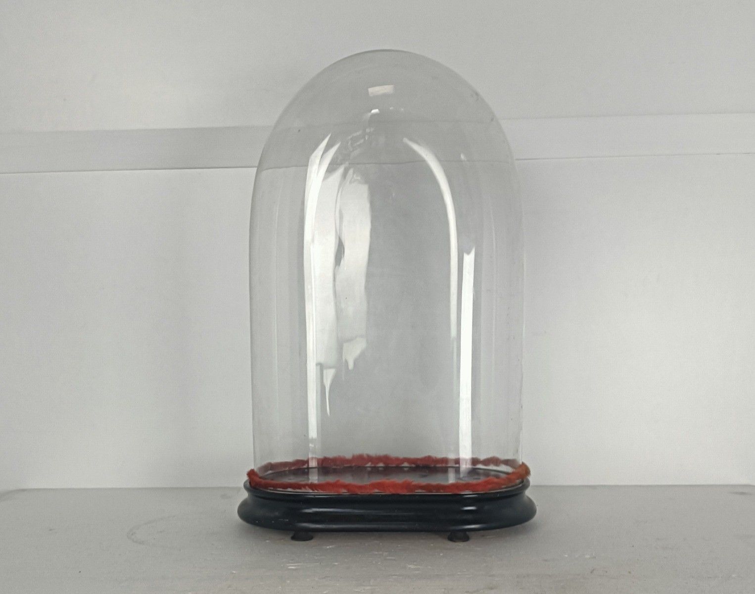 Antique Victorian Oval Hand Blown Glass Globe Dome Doll Clock 18.11" 11.41"6.88"