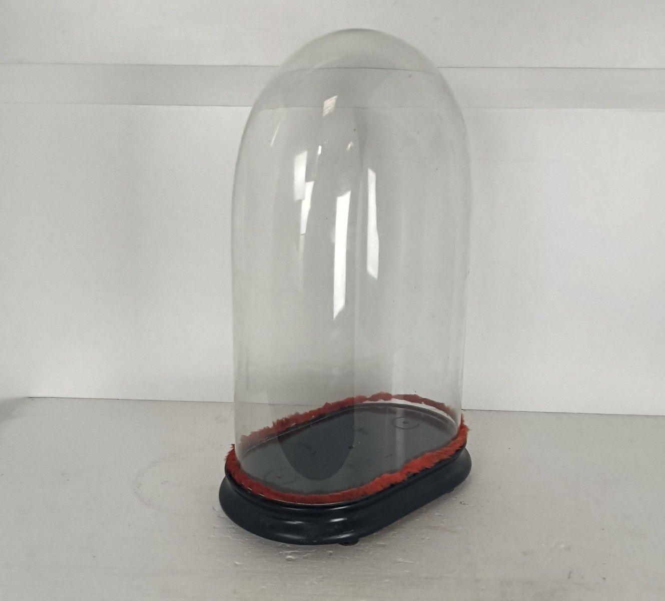 Antique Victorian Oval Hand Blown Glass Globe Dome Doll Clock 18.11" 11.41"6.88" photo for sale