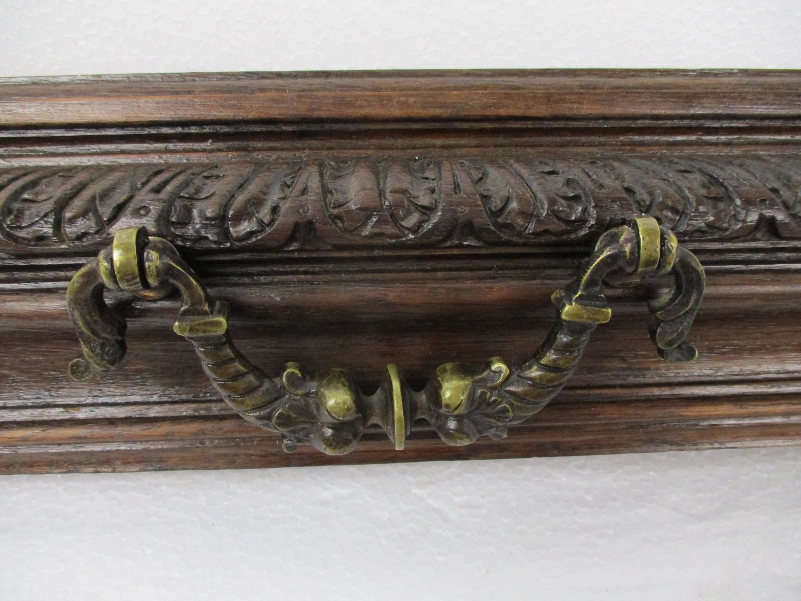 2 Pieces Antique French Carved Oak Reclaimed Architectural Trim Pediment Salvage photo Home Decor