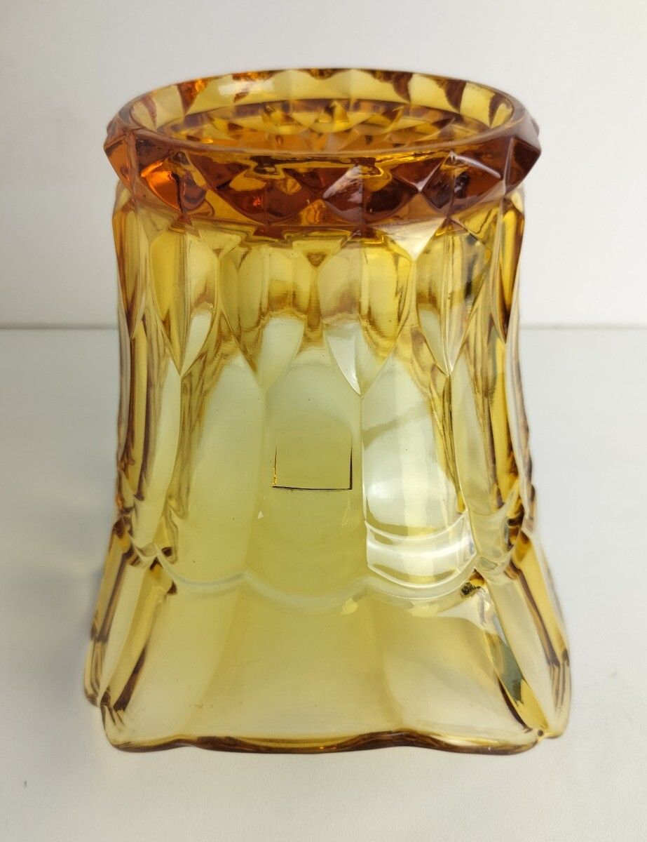 Art Deco Amber Brown  Flower Holder Pique Fleurs Art Glass Vase 2 Pieces Luxval photo for sale