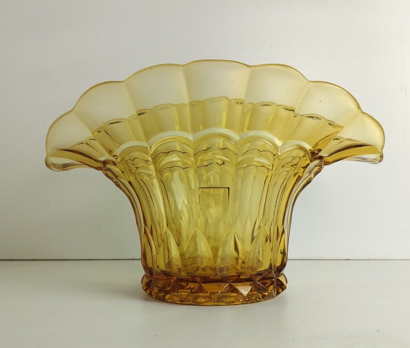 Art Deco Amber Brown  Flower Holder Pique Fleurs Art Glass Vase 2 Pieces Luxval photo 162.0