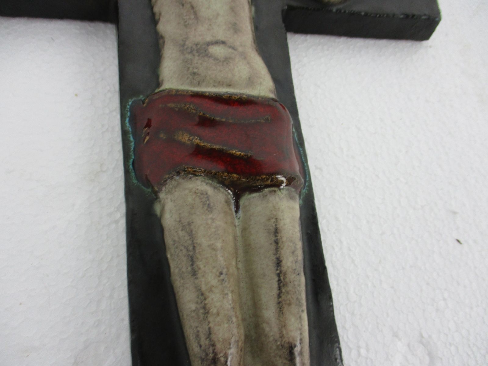 L Mid Century Modern Ceramic Crucifix Era Rogier Vandeweghe Amphora Belgium Styl photo for sale
