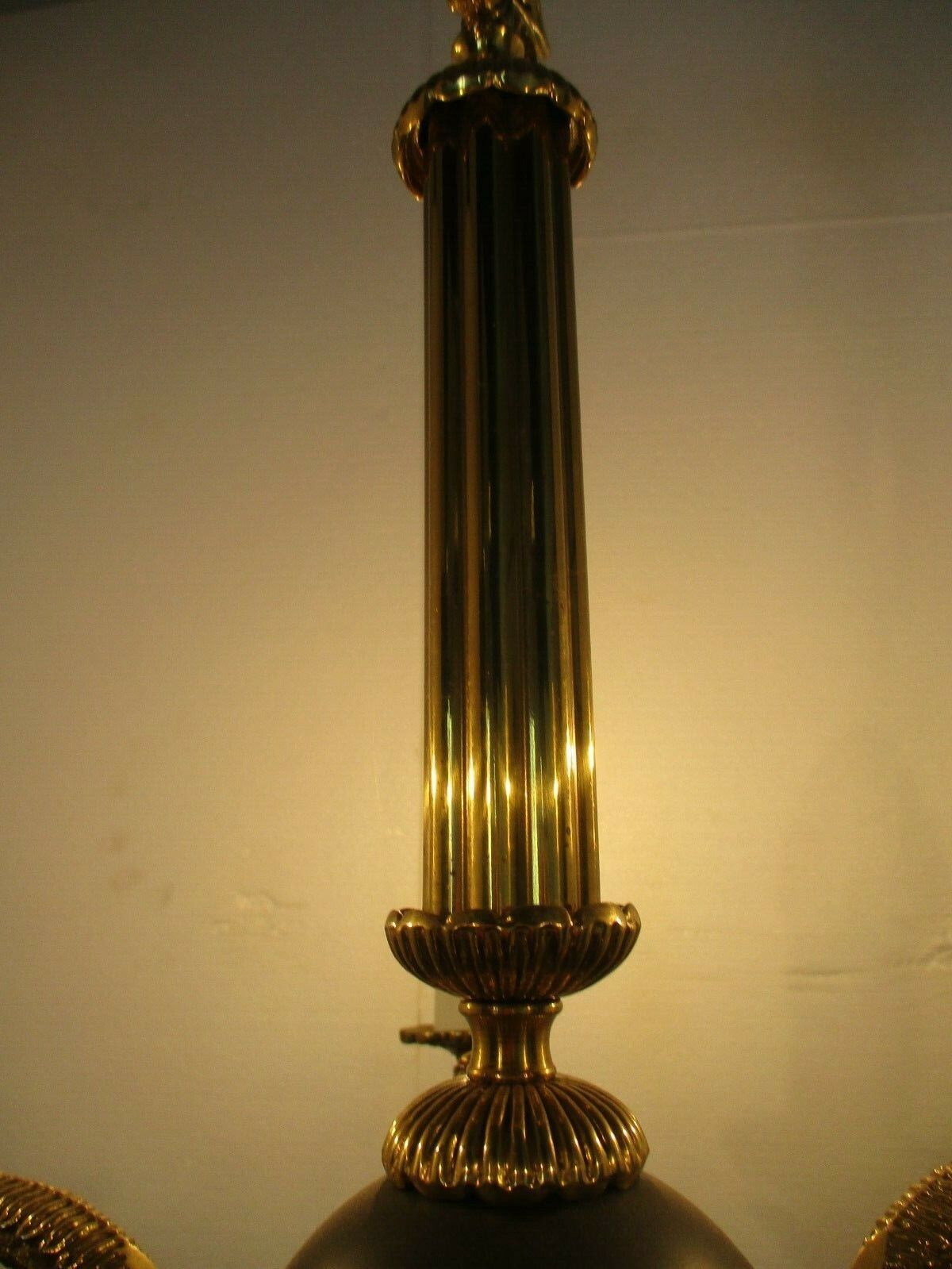 photo for sale French Empire Pan Chandelier Green Tole Brass 5 Arms Hollywood Regency Ducks Htf