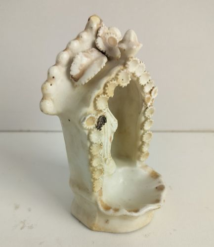 Antique Rare Standing Holy Water Font Vessel Our Lady Madonna Virgin Mary Bisque photo furniture