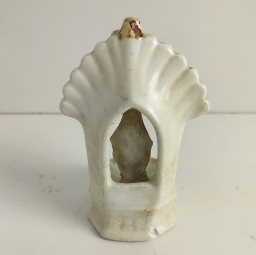 Antique Rare Standing Holy Water Font Vessel Our Lady Madonna Virgin Mary Bisque photo buy