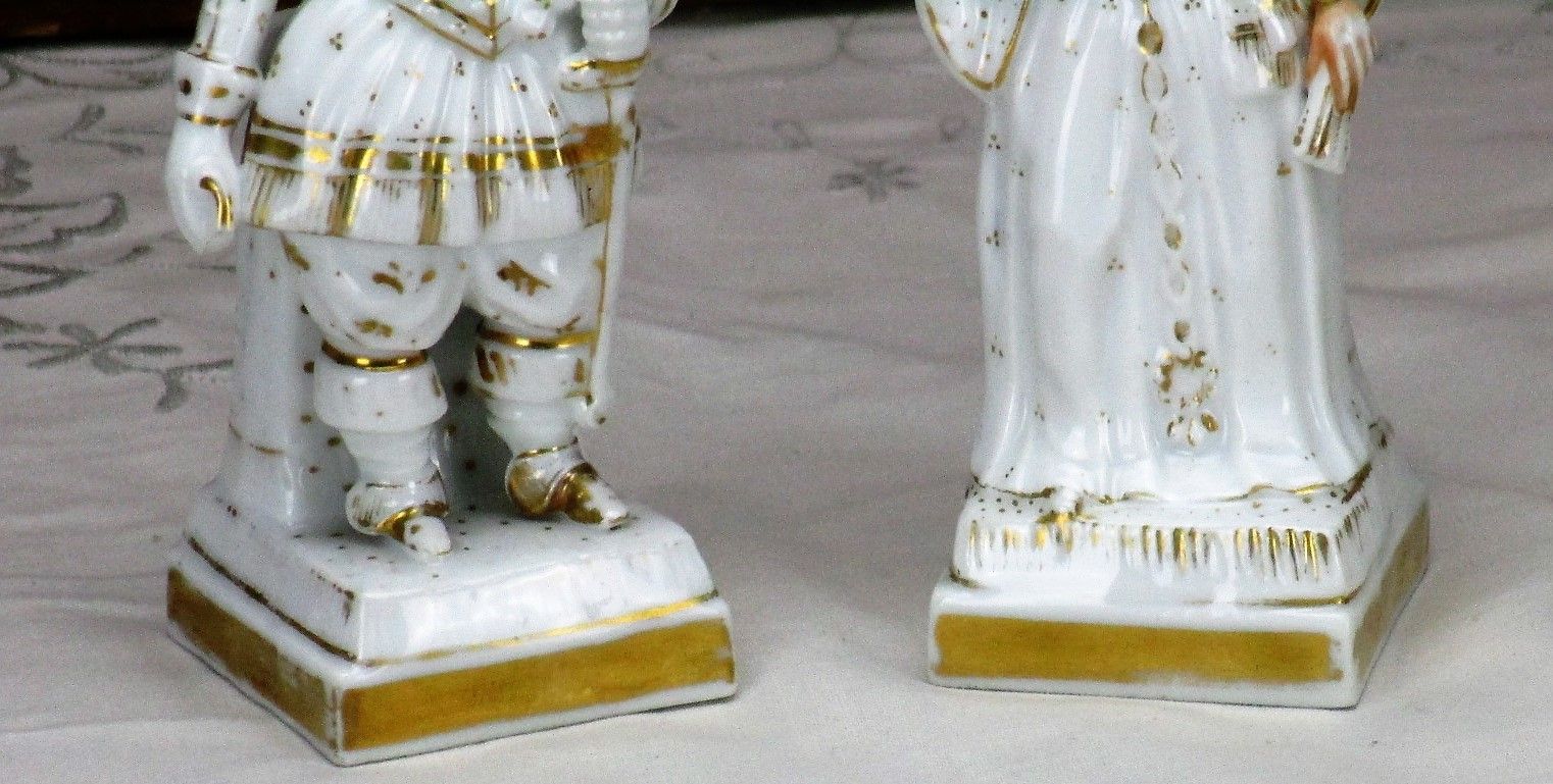Gorgeous 1900 Vieux Paris / Bruxelles Porcelain Figurines Soldier Lady Marquise photo Home Decor