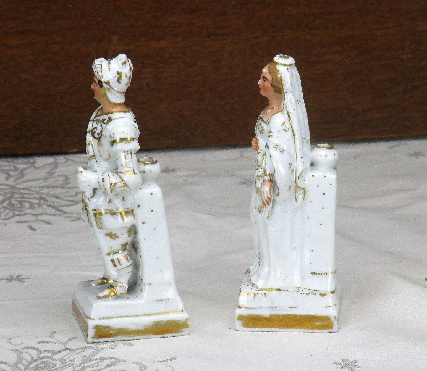 Gorgeous 1900 Vieux Paris / Bruxelles Porcelain Figurines Soldier Lady Marquise photo buy